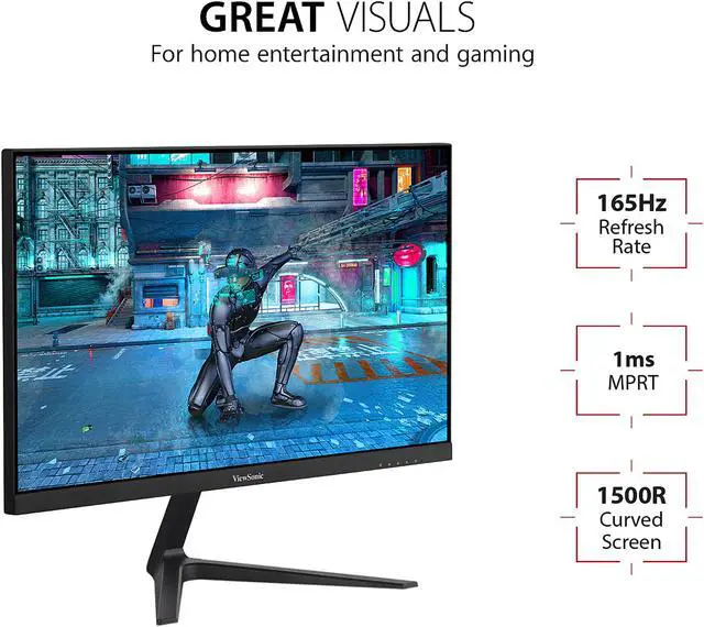 Alt view image 2 of 19 - ViewSonic VX2418-P-MHD 24 Inch Frameless Full HD 1080p 165Hz 1ms Gaming Monitor with Adaptive-Sync Eye Care HDMI and Display Port