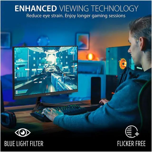 Alt view image 4 of 19 - ViewSonic VX2418-P-MHD 24 Inch Frameless Full HD 1080p 165Hz 1ms Gaming Monitor with Adaptive-Sync Eye Care HDMI and Display Port