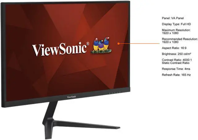 Alt view image 11 of 19 - ViewSonic VX2418-P-MHD 24 Inch Frameless Full HD 1080p 165Hz 1ms Gaming Monitor with Adaptive-Sync Eye Care HDMI and Display Port
