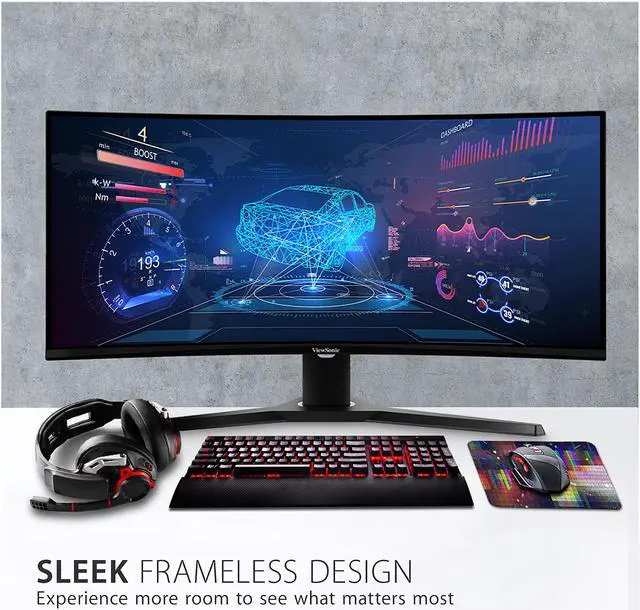 Alt view image 3 of 16 - ViewSonic VX3418-2KPC 34 Inch 21:9 UltraWide WQHD 1440p 144Hz 1ms Curved Gaming Monitor with Adaptive-Sync Eye Care HDMI and Display Port