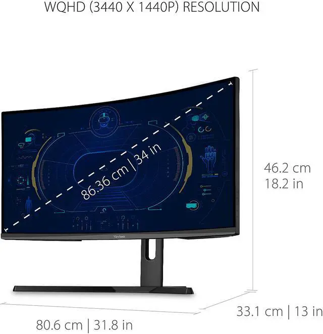 Alt view image 5 of 16 - ViewSonic VX3418-2KPC 34 Inch 21:9 UltraWide WQHD 1440p 144Hz 1ms Curved Gaming Monitor with Adaptive-Sync Eye Care HDMI and Display Port