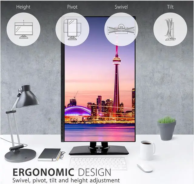 Alt view image 4 of 19 - ViewSonic VP2756-2K 27 Inch Premium IPS 1440p Frameless Ergonomic Monitor with Color Accuracy, Pantone Validated, Factory Calibrated, HDMI, DisplayPort and USB Type C for Professional Home and Office