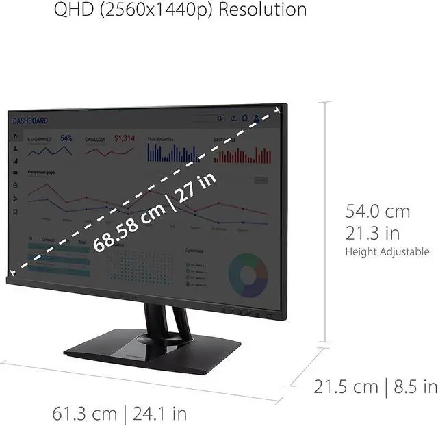 Alt view image 7 of 19 - ViewSonic VP2756-2K 27 Inch Premium IPS 1440p Frameless Ergonomic Monitor with Color Accuracy, Pantone Validated, Factory Calibrated, HDMI, DisplayPort and USB Type C for Professional Home and Office