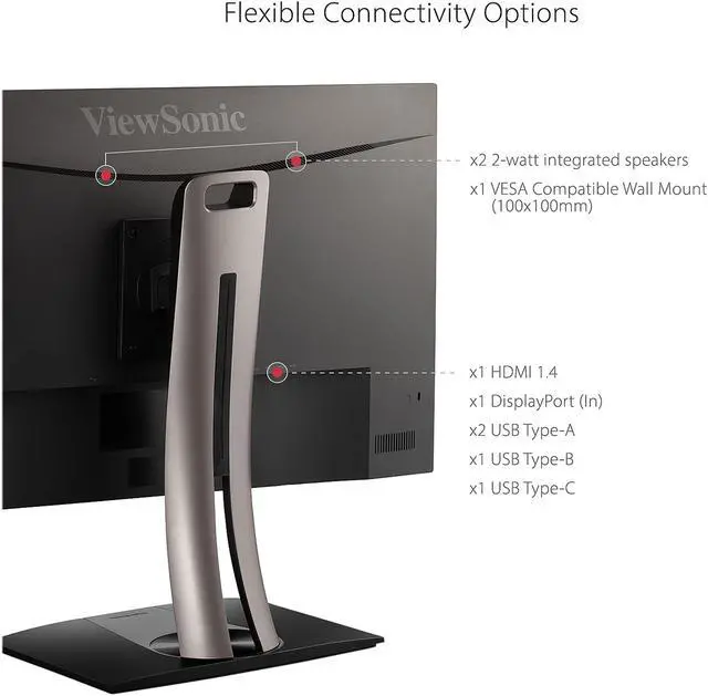 Alt view image 8 of 19 - ViewSonic VP2756-2K 27 Inch Premium IPS 1440p Frameless Ergonomic Monitor with Color Accuracy, Pantone Validated, Factory Calibrated, HDMI, DisplayPort and USB Type C for Professional Home and Office