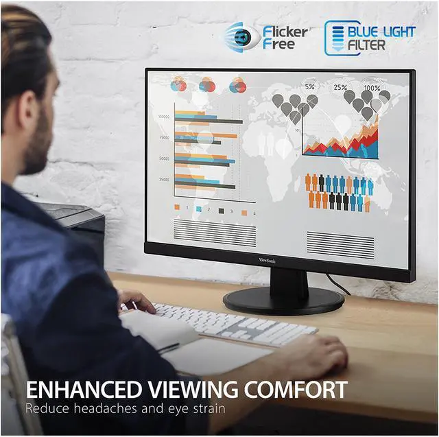 Alt view image 5 of 19 - ViewSonic VA2747-MHJ 27 Inch Full HD 1080p Monitor with Advanced Ergonomics, Ultra-Thin Bezel, Adaptive Sync, 75 Hz, Eye Care, HDMI, VGA Inputs for Home and Office