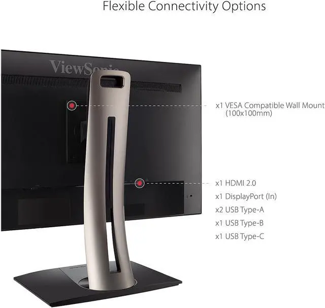 Alt view image 8 of 17 - ViewSonic VP2768a-4K 27 Inch Premium IPS 4K Monitor with Advanced Ergonomics, ColorPro 100% sRGB Rec 709, 14-bit 3D LUT, Eye Care, HDMI, USB Type C, DisplayPort for Professional Home and Office