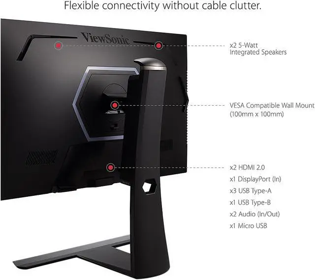 Alt view image 5 of 8 - ViewSonic ELITE XG320Q 32 Inch 1440p QHD Gaming Monitor with 175Hz, 0.5ms, HDR 600, G-Sync Compatible, 99% Adobe RGB, HDMI, DisplayPort, and Advanced Ergonomics for Esports