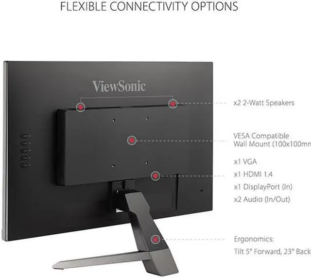 Alt view image 5 of 12 - ViewSonic VX2767-MHD 27 Inch 1080p Gaming Monitor with 75Hz, 1ms, Ultra-Thin Bezels, FreeSync, Eye Care, HDMI, VGA, and DP