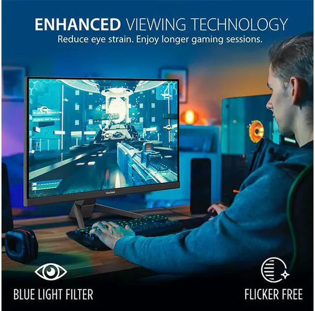 Alt view image 3 of 12 - ViewSonic VX2767-MHD 27 Inch 1080p Gaming Monitor with 75Hz, 1ms, Ultra-Thin Bezels, FreeSync, Eye Care, HDMI, VGA, and DP