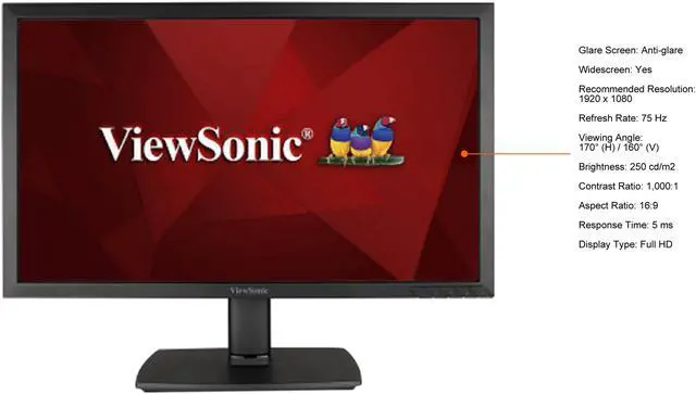 Alt view image 3 of 4 - ViewSonic 24" (23.6" Viewable) 75 Hz FHD Monitor 5 ms D-Sub, DVI VA2451M-LED