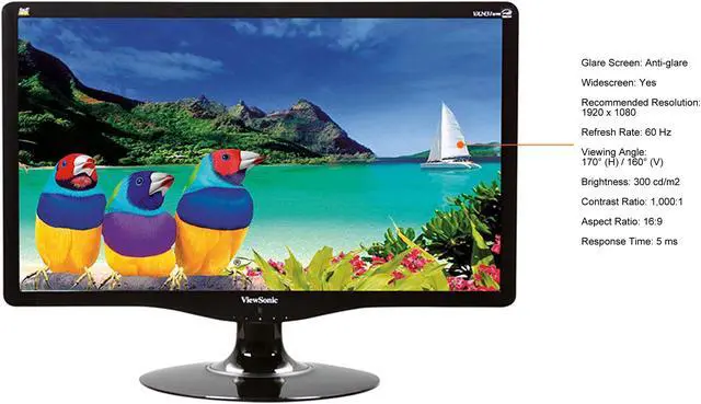 Alt view image 3 of 4 - ViewSonic 23.6" 60 Hz Monitor (A Grade) 5 ms D-Sub, DVI VA2431wm