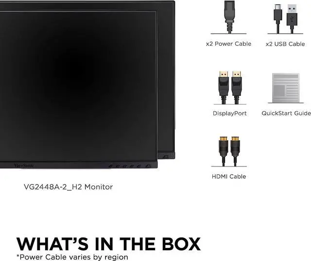 Alt view image 2 of 2 - ViewSonic VG2448A-2_H2 24 Inch Dual Pack Head-Only 1080p IPS Monitor with Ultra-Thin Bezels, HDMI, DisplayPort, USB, and VGA for Home and Office