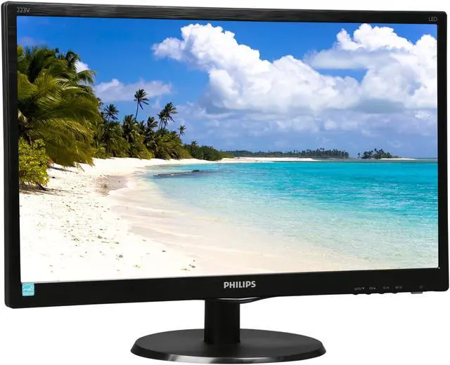Alt view image 3 of 8 - PHILIPS 223V5LSB Black 21.5" 5ms 1920 x 1080 Widescreen LED Backlight LCD Monitor 250 cd/m2 DCR 10,000,000:1 (1000:1) VGA, DVI-D, Vesa mount, Tilt