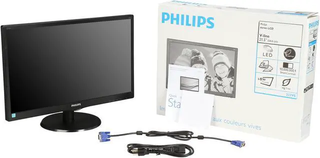 Alt view image 8 of 8 - PHILIPS 223V5LSB Black 21.5" 5ms 1920 x 1080 Widescreen LED Backlight LCD Monitor 250 cd/m2 DCR 10,000,000:1 (1000:1) VGA, DVI-D, Vesa mount, Tilt