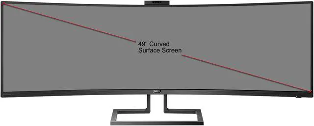 Alt view image 9 of 9 - Philips 499P9H 49" SuperWide Curved Monitor, Dual QHD 5120 x 1440 32:9, USB-C Docking, KVM Switch, HDMI/DisplayPort, Windows Hello Pop-Up Webcam, SmartEgoBase, LightSensor