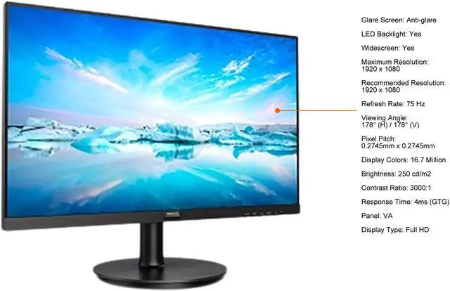 Alt view image 5 of 7 - PHILIPS 24" 75 Hz VA FHD Monitor 4ms (GTG) D-Sub, HDMI Flat Panel 241V8L