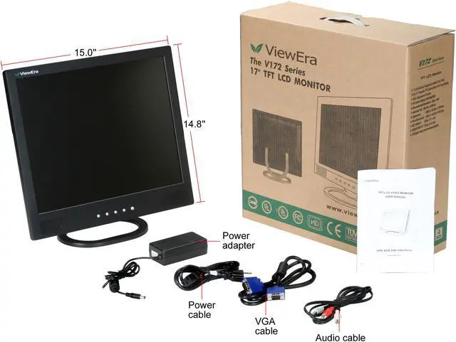 Alt view image 8 of 8 - ViewEra V172SV-B Black 17" 8ms LCD Video Monitor 300 cd/m2 500:1 Built-in Speakers&Composite video