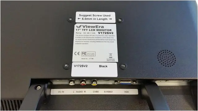 Alt view image 5 of 6 - ViewEra V172SV2 Black 17" LCD/LED Video Monitor, 250cd/m2, 1000:1, Composite Video, S-Video, D-Sub