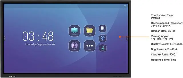 Alt view image 3 of 4 - InFocus INF7500 75" Infrared Interactive Display 450 cd/m2 5000:1 2 x 15W