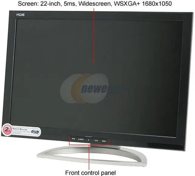 Alt view image 2 of 10 - KDS 22" LCD Monitor with HDCP support 5ms (2ms gray-to-gray) D-Sub, DVI K-22MDWB