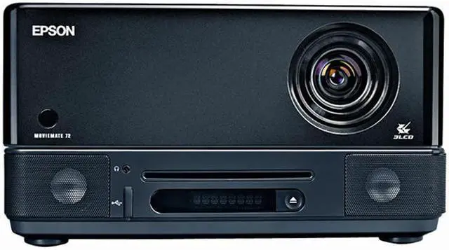 Alt view image 3 of 6 - EPSON MovieMate 72 720P 1280x720 1200 Lumens Home Theater 3LCD Projector w/ DVD & Music Player Combo