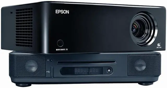 Alt view image 4 of 6 - EPSON MovieMate 72 720P 1280x720 1200 Lumens Home Theater 3LCD Projector w/ DVD & Music Player Combo