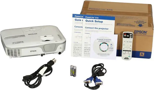 Alt view image 9 of 9 - EPSON PowerLite X15 XGA 3000 lumens LCD Projector 3000:1