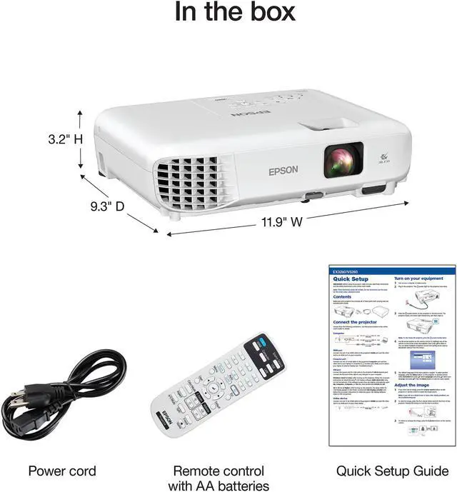 Alt view image 4 of 8 - Epson VS260 3-Chip 3LCD XGA Projector, 3,300 Lumens Color Brightness, 3,300 Lumens White Brightness, HDMI, Built-in Speaker, 15,000:1 Contrast Ratio