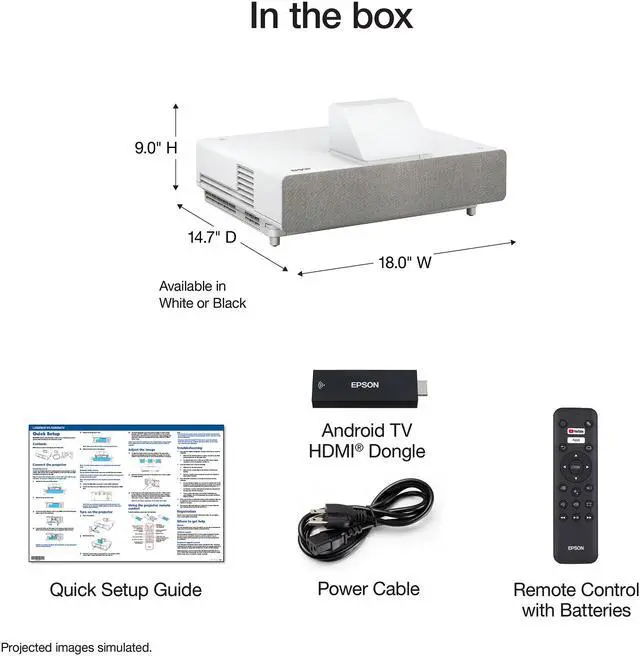 Alt view image 6 of 8 - Epson EpiqVision Ultra LS500 Laser Ultra Short Throw Projection TV, 4000 lumens, 4K PRO-UHD, HDR, Android TV, HDMI 2.0, Built-in Speakers, Sports & Streaming (Projector Only) - White