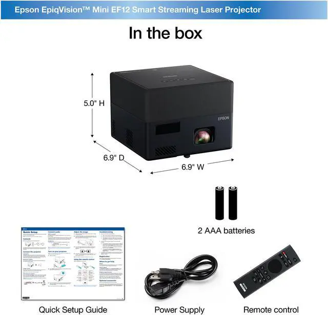 Alt view image 7 of 9 - Epson EpiqVision Mini EF12 Smart Streaming Laser Projector, HDR, Android TV, Portable, sound by Yamaha, 3LCD, Full HD 1080p, 1000 lumens Color Brightness (Color Light Output), 1000 lumens White Bright