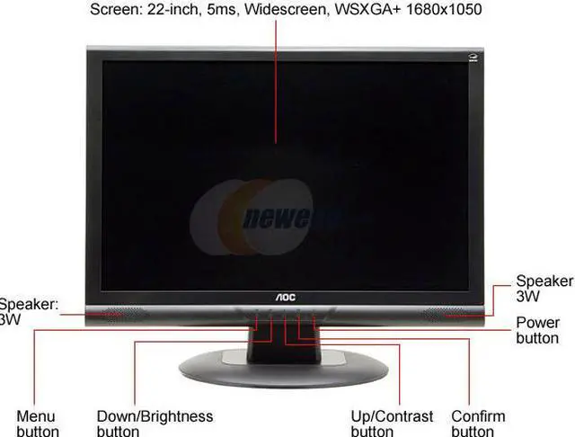 Alt view image 4 of 12 - AOC 22" Active Matrix, TFT LCD WSXGA+ LCD Monitor 5 ms D-Sub, DVI-D 22LVWk