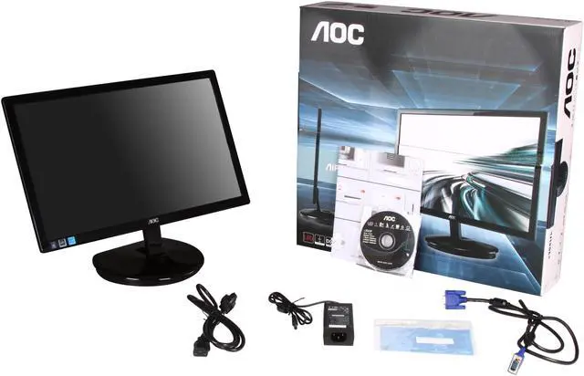 Alt view image 7 of 7 - AOC e2043Fk Black 20" 5ms LED Backlight LCD Monitor Slim Design 250 cd/m2 50,000,000:1
