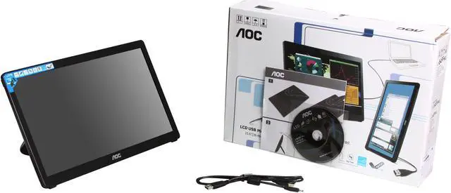 Alt view image 10 of 10 - AOC e1649Fwu Black 16" (15.6" viewable) 16ms USB Powered WLED Backlit Widescreen LCD Monitor 200 cd/m2 500:1