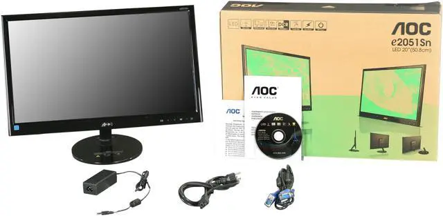 Alt view image 7 of 7 - AOC 20" 60Hz Active Matrix, TFT LCD LCD Monitor 5 ms D-Sub e2051Sn