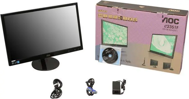 Alt view image 7 of 7 - AOC 23" 60 Hz Active Matrix, TFT LCD LCD Monitor 5 ms D-Sub, DVI-D e2351F