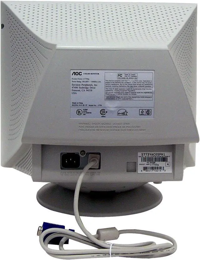 Alt view image 4 of 5 - AOC CT700G Beige 17" CRT Monitor 0.23mm(H), 0.27mm(D) Dot Pitch D-Sub