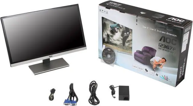 Alt view image 8 of 8 - AOC i2367Fh Black / Silver 23" 5ms IPS Frameless Widescreen LCD/LED Monitor, 250 cd/m2 50,000,000:1, Ultra Narrow Bezel 2mm, Built-in Speakers, D-Sub HDMI