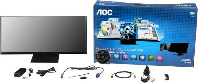 Alt view image 8 of 8 - AOC q2963Pm Black 29" 5ms HDMI Full HD UltraWide (21:9) LED Backlight LCD 1080P Monitor, IPS Panel 300 cd/m2 50,000,000:1 Built-in Speakers