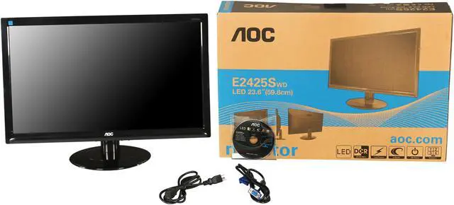 Alt view image 8 of 8 - AOC E2425SWD 24" (Actual size 23.6") Full HD 1920x1080 5ms 60Hz DVI-D VGA EPEAT Silver EnergyStar Anti-Glare LED Backlit LCD Monitor