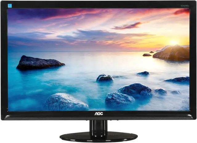 Alt view image 2 of 8 - AOC E2425SWD 24" (Actual size 23.6") Full HD 1920x1080 5ms 60Hz DVI-D VGA EPEAT Silver EnergyStar Anti-Glare LED Backlit LCD Monitor
