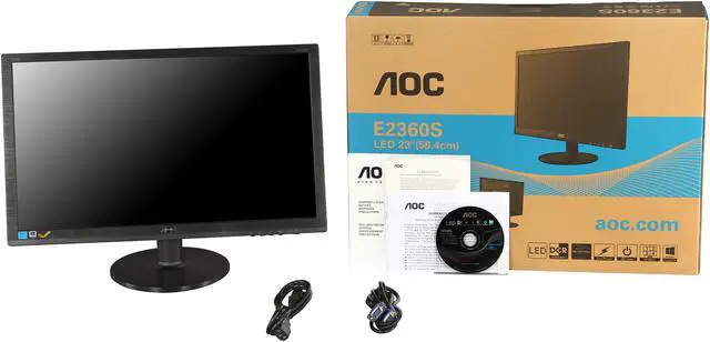 Alt view image 8 of 8 - AOC E2360SD Black 23" 5ms Widescreen LED Backlight VGA/DVI Monitor 250 cd/m2 20,000,000:1
