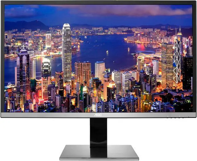 Alt view image 2 of 7 - AOC U3277PWQU 31.5" 4K 3840x2160 monitor, 10-bit VA panel/over 1 billion colors, 85% NTSC color gamut, HDMI/DisplayPort/DVI-D/VGA, Height-adjustable/pivot stand, VESA compatible, Built-in Speakers,
