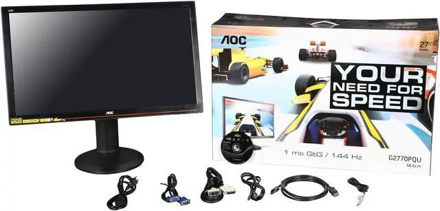 Alt view image 10 of 10 - AOC G2770PQU 27" Gaming Monitor, FHD (1920x1080), TN Panel, 144Hz, 1ms, Height Adjustable, DisplayPort, HDMI, USB