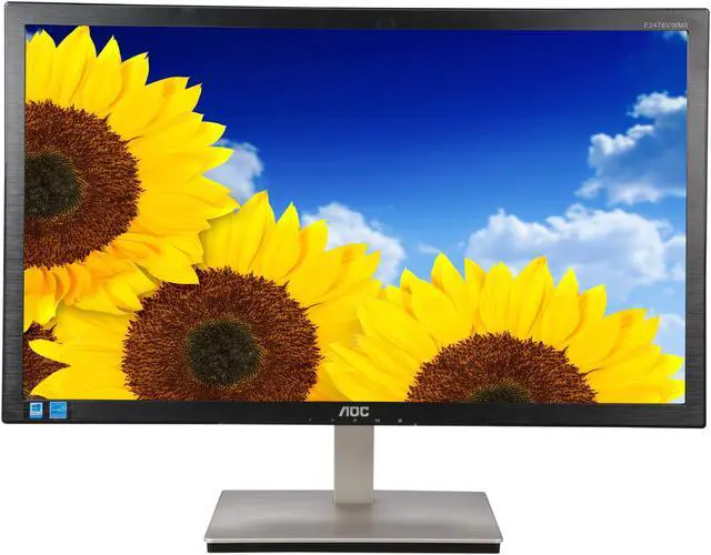 Alt view image 2 of 8 - AOC E2476VWM6 24" 1ms Black Full HD 1080P Anti-Blue Light Monitor, 1920 x 1080, 20,000,000:1, 250 cd/m2, 16:9, HDMI, VGA
