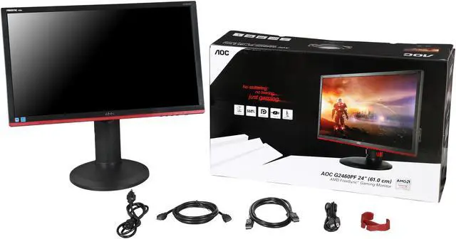 Alt view image 10 of 10 - AOC G2460PF 24" Gaming Monitor, FreeSync, FHD (1920x1080), TN Panel, 144Hz, 1ms, Height Adjustable, DisplayPort, HDMI, USB