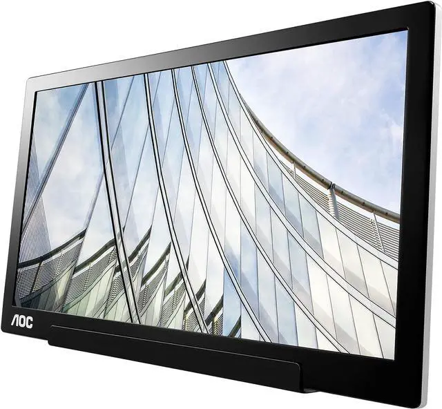 Alt view image 3 of 14 - AOC 15.6" FHD 1080p USB-C Powered Portable, IPS panel, USB Type-C, Tilt, Auto-pivot, Sleek design, 220 cd/m2, 2017 MacBook Pro & XPS compatible (I1601FWUX)