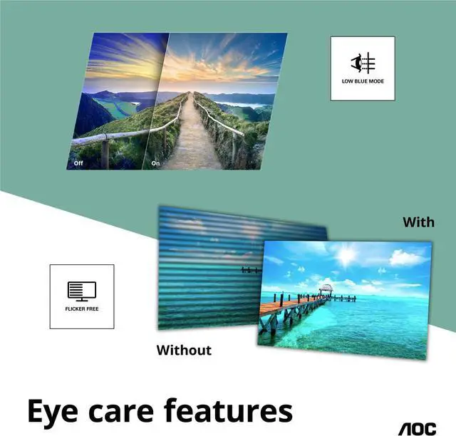 Alt view image 6 of 13 - AOC U2790VQ 27" 4K 3840 x 2160 UHD LED Monitor, IPS Panel, 1 Billion+ Colors, 20M:1 Smart Contrast, DisplayPort/HDMI Inputs, VESA