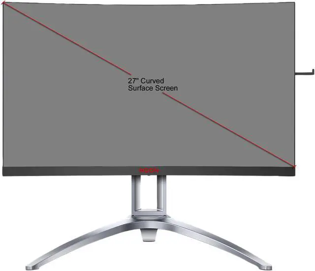 Alt view image 12 of 12 - AOC AGON AG273QCX 27" Curved Gaming Monitor, 2K QHD 1440P, VA, FreeSync 2, 144Hz, 1ms, DisplayHDR 400, HA stand, RGB lighting, DisplayPort/HDMI/VGA, USB 3.0 hub, QuickSwitch keypad