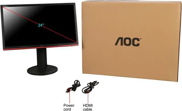 Alt view image 10 of 10 - AOC G2460PF 24" Full HD 1920x1080 144Hz 1ms HDMI VGA DVI DisplayPort AMD FreeSync Built-in Speakers Widescreen Backlit LED Gaming Monitor