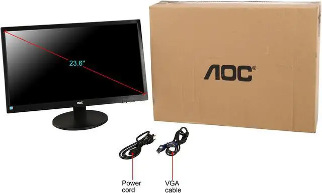 Alt view image 9 of 9 - AOC E2470SWDA 23.6" TN Widescreen LED Backlight LCD Monitor, 16:9, 1920 x 1080, 20M:1, 16.7 Million Display Colors, VGA, DVI, Tilt, VESA, Grade A MFR Recertified